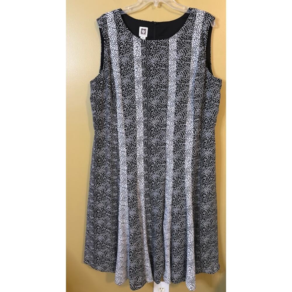 Anne Klein Black & White Geometric Dress - Plus Size‎ 16W